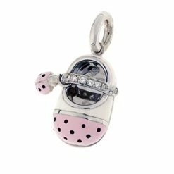 Aaron Basha 18K White Gold Polka Dot Diamond Strap Shoe With Ladybug Accent - Pre Order Delivery August 2022 Girls Baby Shoes