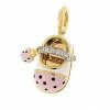 Aaron Basha 18K Yellow Gold Polka Dot Diamond Strap Shoe With Ladybug Accent