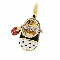 Aaron Basha 18K Ladybug Shoe With Ladybug Accent-Pre Order Delivery August 2022 Girls Baby Shoes