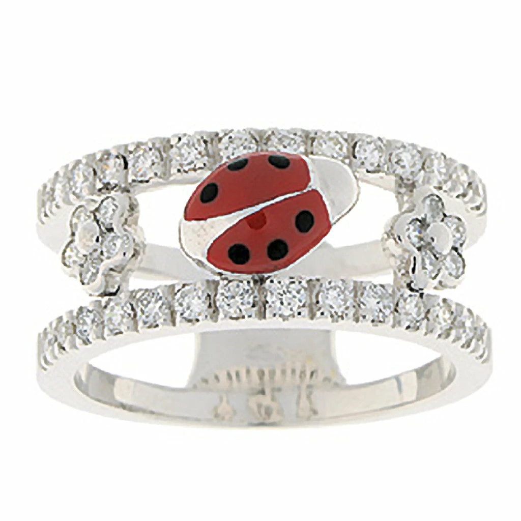 Aaron Basha Ladybug & Diamond Double Decker Ring Ladybugs