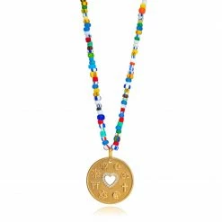 Aaron Basha Love Is My Religion Yellow Gold On Colorful Beaded Chain - Pre Order September 2022 Delivery