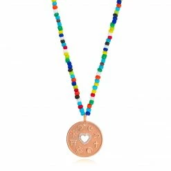 Aaron Basha Love Is My Religion Rose Gold On Colorful Beaded Chain - Pre Order September 2022 Delivery Gift Ideas