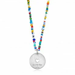 Aaron Basha Gift Ideas Love Is My Religion Silver On Colorful Beaded Chain