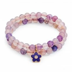 Aaron Basha Beaded Treasures Violet Agate Beaded Bracelet Set