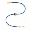 Aaron Basha Yellow Gold Vermeil Men's Navy Evil Eye Bracelet (7-7.5")- Pre Order Delivery September 2022