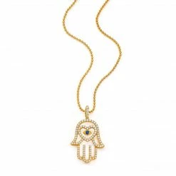 Aaron Basha 18K Large Open Hand Hamsa Charm With Heart On Necklace - Charm & Necklace Sold Separately