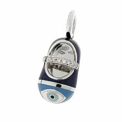 Aaron Basha Girls Baby Shoes 18K White Gold Evil Eye Shoe - Pre Order August 2022 Delivery