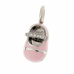 Aaron Basha 18K Pink Baby Shoe Charm & Diamond Strap