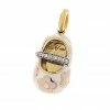 Aaron Basha 18K Yellow Gold & White Shoe Charm With Pink Flowers