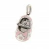 Aaron Basha 18K White Gold & Pink Shoe Charm With White Flowers - Pre Order August 2022 Delivery Girls Baby Shoes