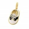 Aaron Basha Boys Baby Shoes 18K Yellow Gold White & Black Saddle Shoe
