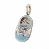 Aaron Basha Boys Baby Shoes 18K White Gold Light Blue & White Saddle Shoe