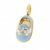 Aaron Basha 18K Yellow Gold Light Blue & White Saddle Shoe Boys Baby Shoes
