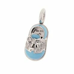 Aaron Basha 18K Pave Light Blue Enamel Saddle Shoe