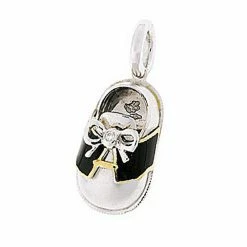 Aaron Basha 18K White Gold Saddle Shoe With Black Sides Boys Baby Shoes