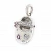 Aaron Basha Girls Baby Shoes 18K White Gold Shoe Charm With Pink Sapphire