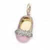 Aaron Basha Girls Baby Shoes 18K Yellow Gold & Pink Shoe Charm - Pre Order August 2022 Delivery