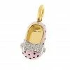 Aaron Basha 18K Yellow Gold & Pink Polka Dot Shoe - Pre Order Delivery August 2022 Girls Baby Shoes