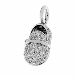 Aaron Basha Boys Baby Shoes 18K White Gold Diamond Loafer