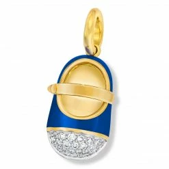 Aaron Basha Navy Shoe With Diamond Toe & Gold Strap Girls Baby Shoes