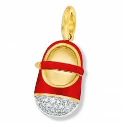 Aaron Basha 18K Red Shoe With Diamond Toe & Enamel Strap