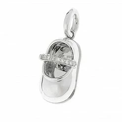 Aaron Basha Girls Baby Shoes 18K Gold Shoe With Diamond Strap; .07 Carat