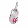 Aaron Basha 18K White Gold & Pink Baby Sandal With Red Flower Girls Baby Shoes