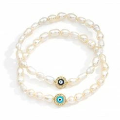 Aaron Basha Fresh Water Pearl Evil Eye Bracelet-Each Sold Separately