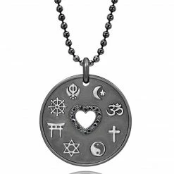 Aaron Basha Love Is My Religion Black Rhodium On Faceted Chain - Pre Order September 2022 Delivery Gift Ideas