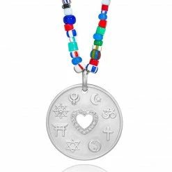 Aaron Basha Gift Ideas Love Is My Religion Silver On Colorful Beaded Chain