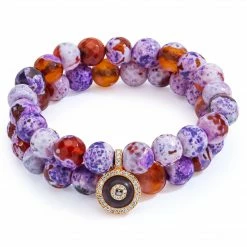 Aaron Basha Purple Agate Beaded Bracelet Set Beaded Treasures