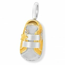 Aaron Basha 18K Two Tone Gold Double Strap Sneaker With Diamond Star Boys Baby Shoes