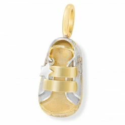 Aaron Basha 18K Two Tone Gold Double Strap Sneaker With Diamond Star Boys Baby Shoes