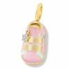 Aaron Basha 18K Yellow Gold Pink/White Double Strap Sneaker With Diamond Star Girls Baby Shoes