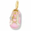 Aaron Basha 18K Yellow Gold Pink/White Stripe Sneaker With Diamond Star Girls Baby Shoes
