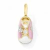 Aaron Basha 18K Yellow Gold Pink/White Sneaker With Diamond Heart & Sole Girls Baby Shoes