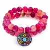 Aaron Basha Fuchsia Agate Beaded Bracelet Set Beaded Treasures