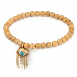 Aaron Basha Evil Eye Shoosha Anklet On Wooden Beads