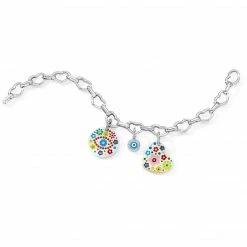 Aaron Basha 18K White Gold Small Open Heart Link Bracelet With Charms- Bracelet & Charms Sold Separately