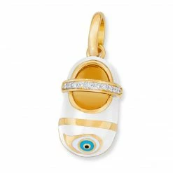 AB Corp. Girls Baby Shoes Vermeil White Mini Evil Eye Shoe