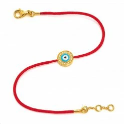 Aaron Basha Yellow Gold Vermeil & Diamond Women's Light Blue Evil Eye Bracelet