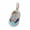Aaron Basha 18K White Gold Light Blue & Navy Saddle Shoe Boys Baby Shoes