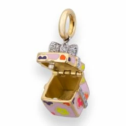 Aaron Basha Pink Square Gift Box Charms