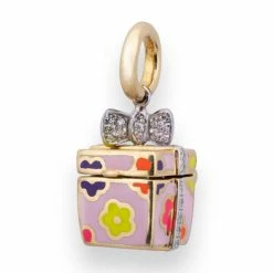 Aaron Basha Pink Square Gift Box Charms