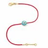 Aaron Basha Yellow Gold Vermeil Women's Light Blue Evil Eye Bracelet (Size 6-6.5")